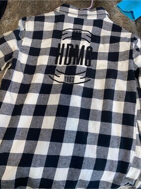 Harley-Davidson Black and White Check Button-Down Shirt